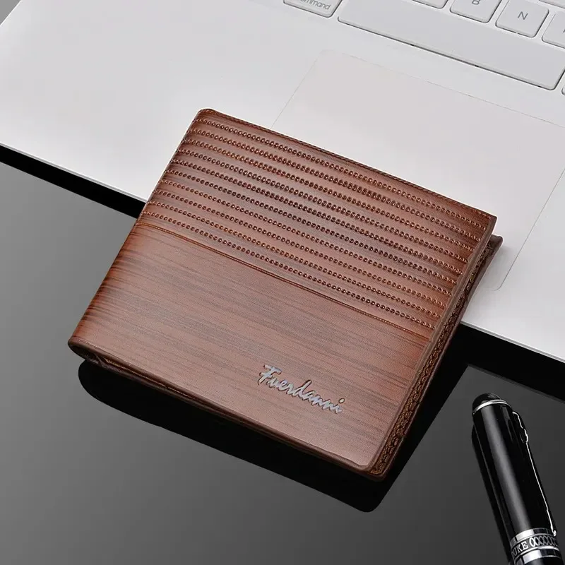 Men's Short Fashion PU Leather Wallet Solid Color Multifunctional Wallet Soft Leather Credit Card Clip