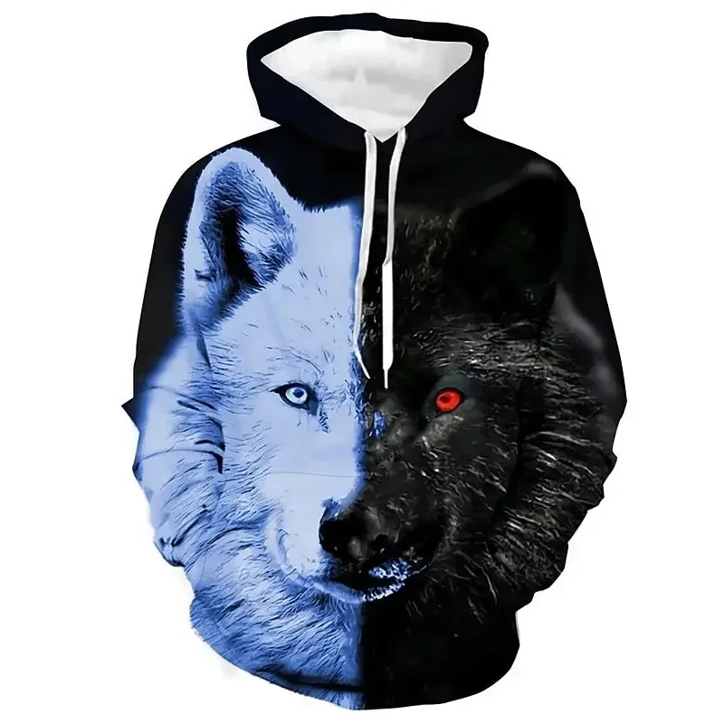 thumbnail image 1 of Sudadera con capucha para hombre de otoño con estampado de lobo animal, jersey estampado 3D, moda urbana, sudadera popular de manga larga de gran tamaño para hombre, 1 of 4