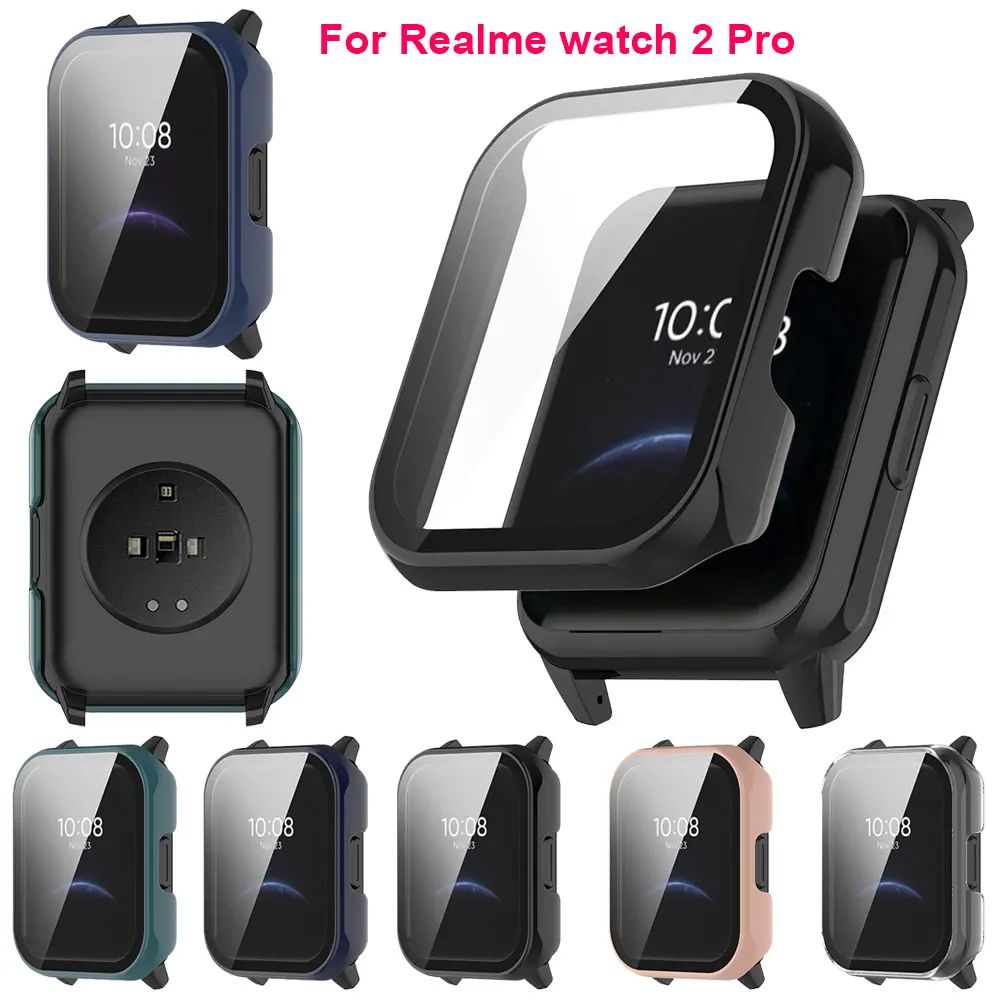 

For Realme Watch 2 Pro 2Pro Full PC Protective Case + Screen Film Case Shell Cover Tempered Glass Bumper Protector Accessory