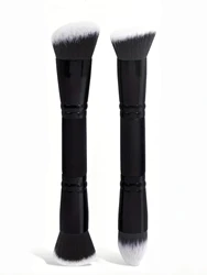 Enhanced Multi - Functional Double - Headed Makeup Brush for Foundation, Contouring, and Concealing (2Black and White Fur)