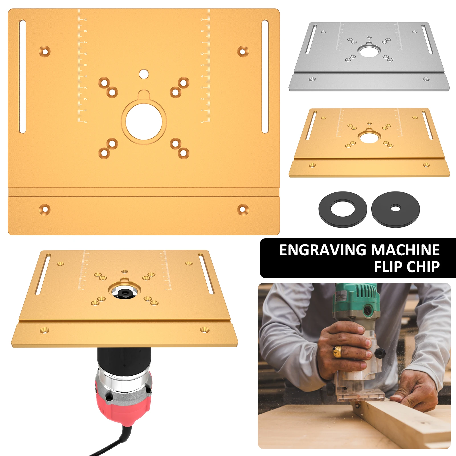 

Aluminum Router Table Insert Plate With Miter Gauge For Woodworking Benches Table Saw Multifunctional Trimmer Engraving Machine