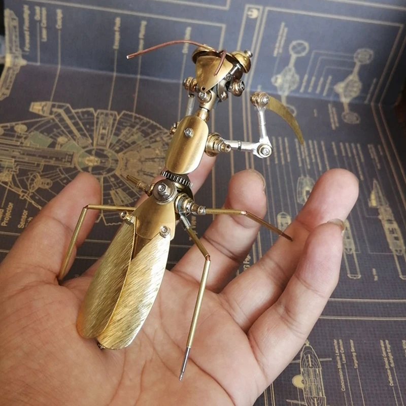 

Steampunk Mechanical Insect Creative Metal Figurine Big Mantis Model Handmade Creative Crafts Desk Decoration Home Decor Gift