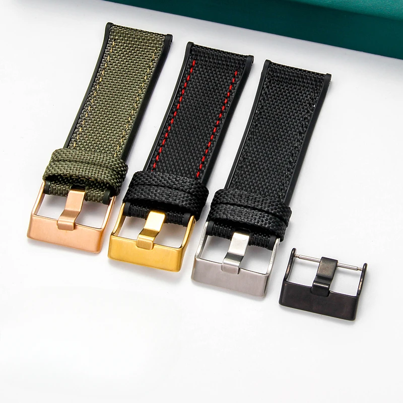 Diesel Officer Series Smooth Finish Comfort Strap in Black Army Green - 26mm