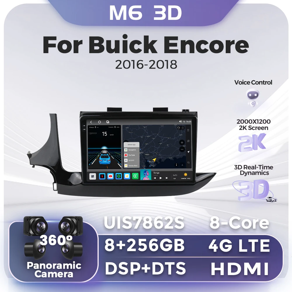 

8 Core UIS7862S 4G Android Car Radio Multimedia Player Voice Control Wireless Carplay GPS Navigation For Buick Encore 2016-2018