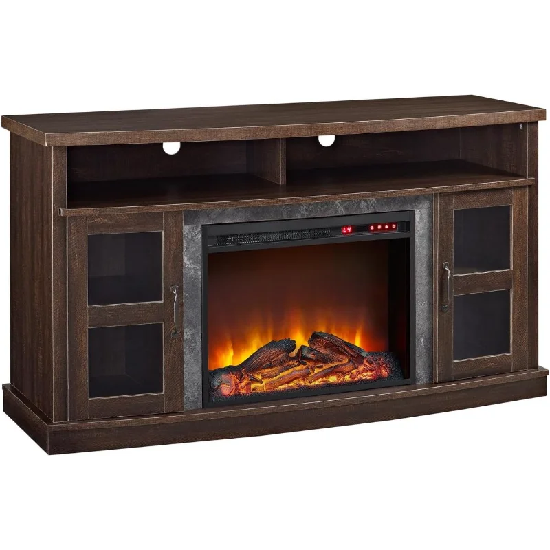 

Ameriwood Home Barrow Creek Fireplace Console with Glass Doors for TVs up to 60", Espresso