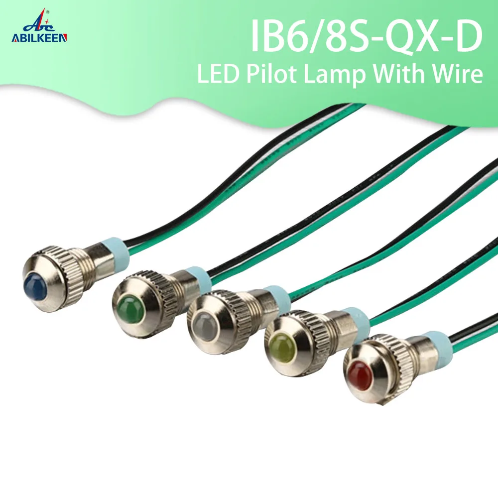 

6MM 8MM Ball Head Metal Mini Indicator Light WaterProof 16V 12V 24V 220V LED Pilot Lamp With Wire
