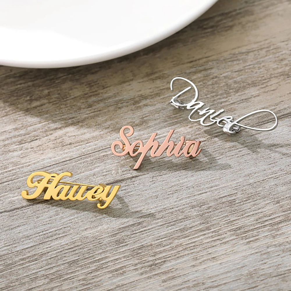 Fils Custom Brooch-Personalized Custom Name Brooch Pin Buckle-Business Logo Label-Personal Accessories-Temperament Gift Brooch custom hi qlity personalized bla etal card aex laser engraving logo atte bla etal credit card suppo printing personal na