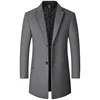 BROWON Brand Trench Coat Men Autumn and Winter New Solid Color Long Woolen Coat for Men Business Casual Windbreaker Men Clothing 1
