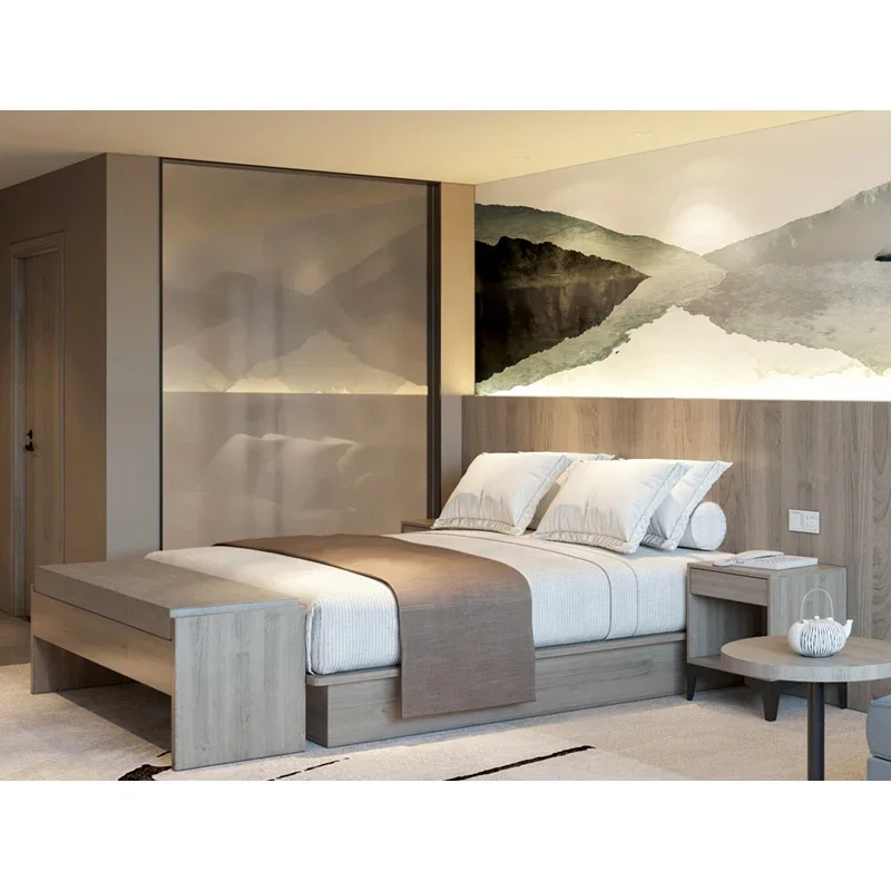 thumbnail image 1 of Conjuntos de dormitorio Cama doble de cuero tamaño King Muebles de hotel con cama King en caja Cama, 1 of 3