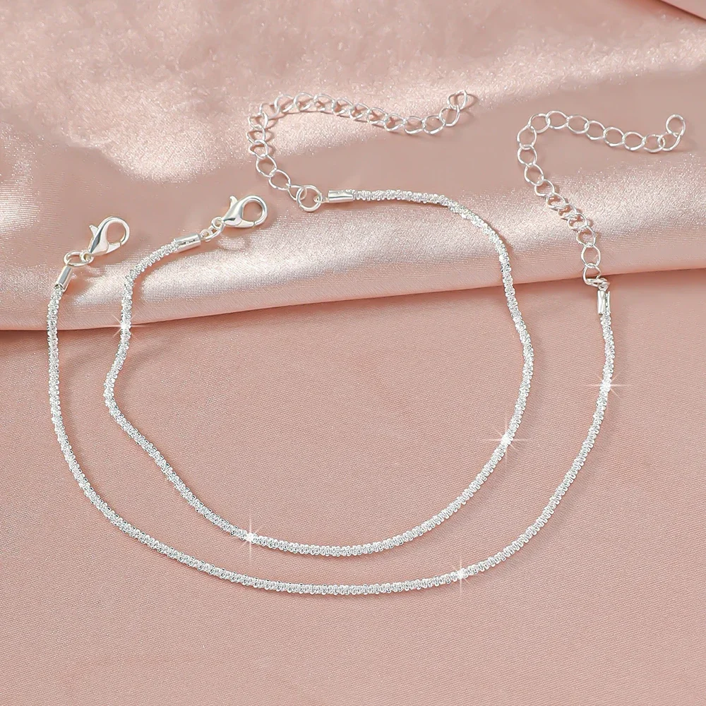 LATS Shiny Sparkling Simple Anklet Women Gold Silver Color Elegant Jewelry Female Beach Ankle Bracelet Foot Party Gift