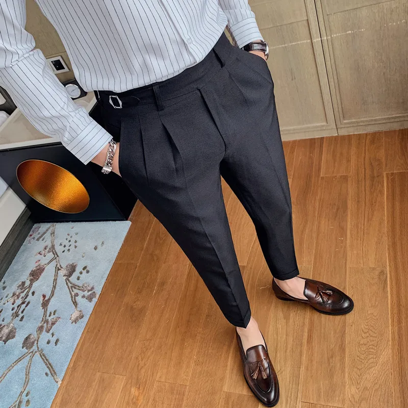 Fashion Men Business Dress Pants Solid 