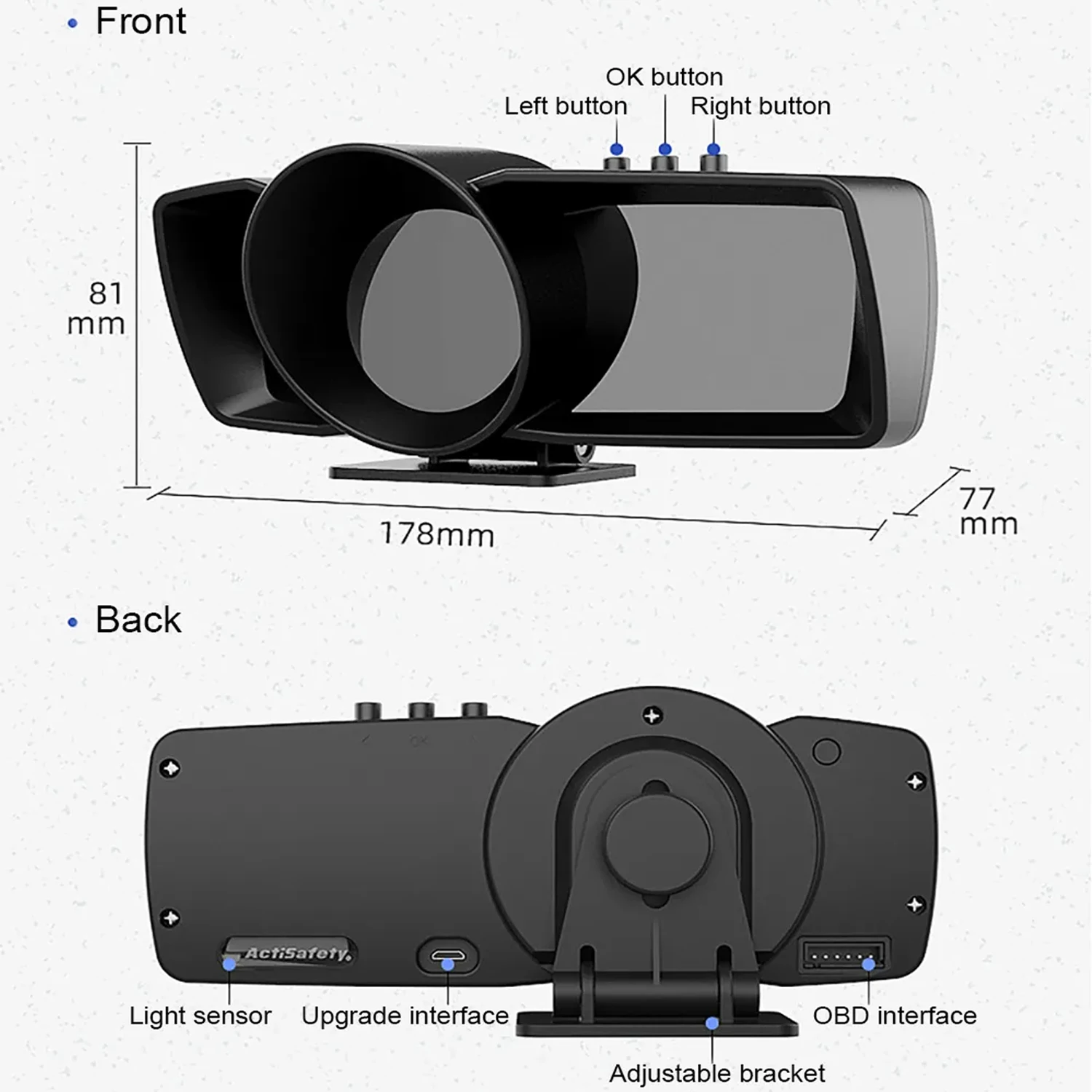 Auto HUD Multi-Funzione Cruscotto Head Up Display OBD2 + GPS Tachimetro Intelligente Doppio Schermo Acqua e Olio RPM Calibro Automatico Sistema di Allarme - Image 2
