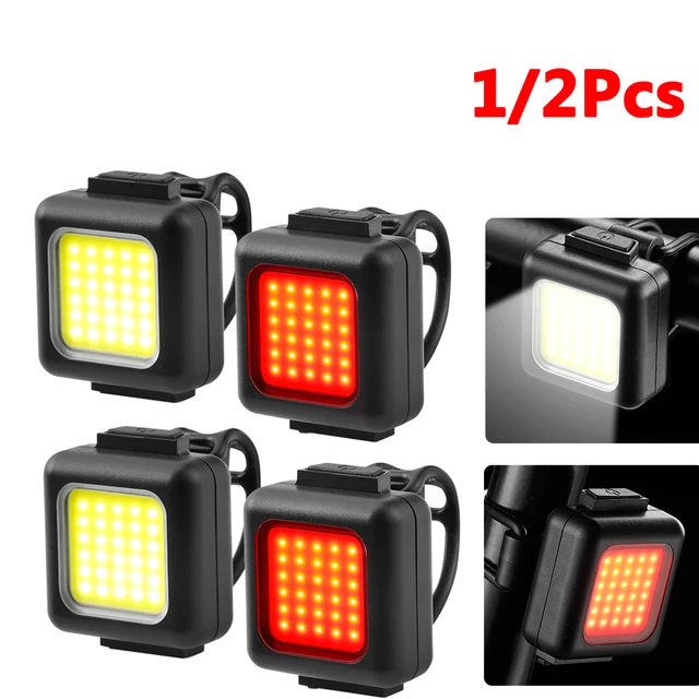 1/2 130LM/80LM 150mAh Bicycle Front Rear Lights Type-C USB Rechargeable LED Warning Cycling Light Waterproof Cycling Accessories 1