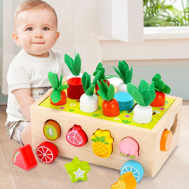 

Wooden Farm Harvest Game Montessori Toys Early Learning Toy for Boys Girls 1 2 3 Years Shape Sorting Educational Toys for Kids