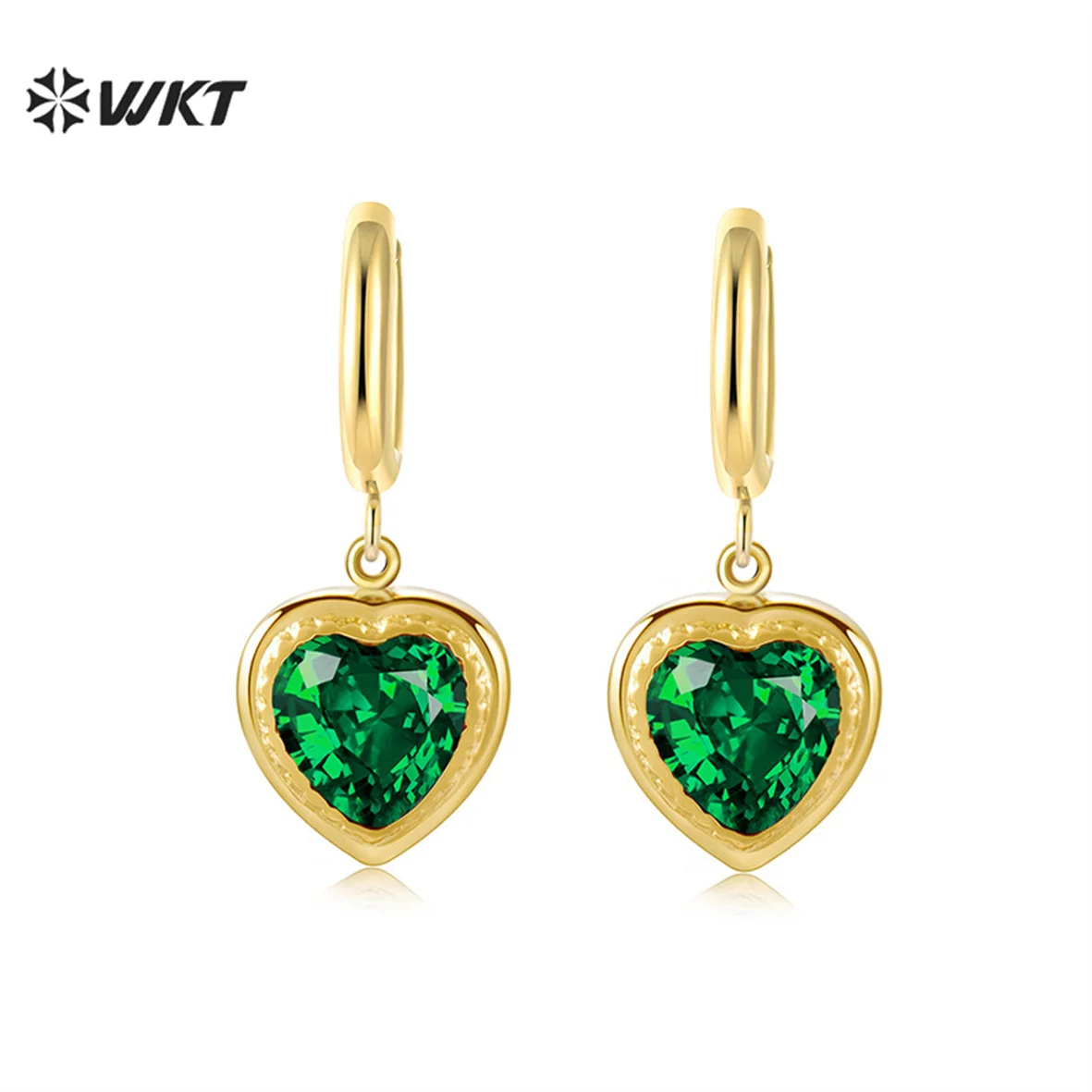 

WT-SSE026 WKT Trend Love Red Green Zircon Stainless Steel Earrings Exquisite For Ladies Jewelry Gift Wholesale Decorative