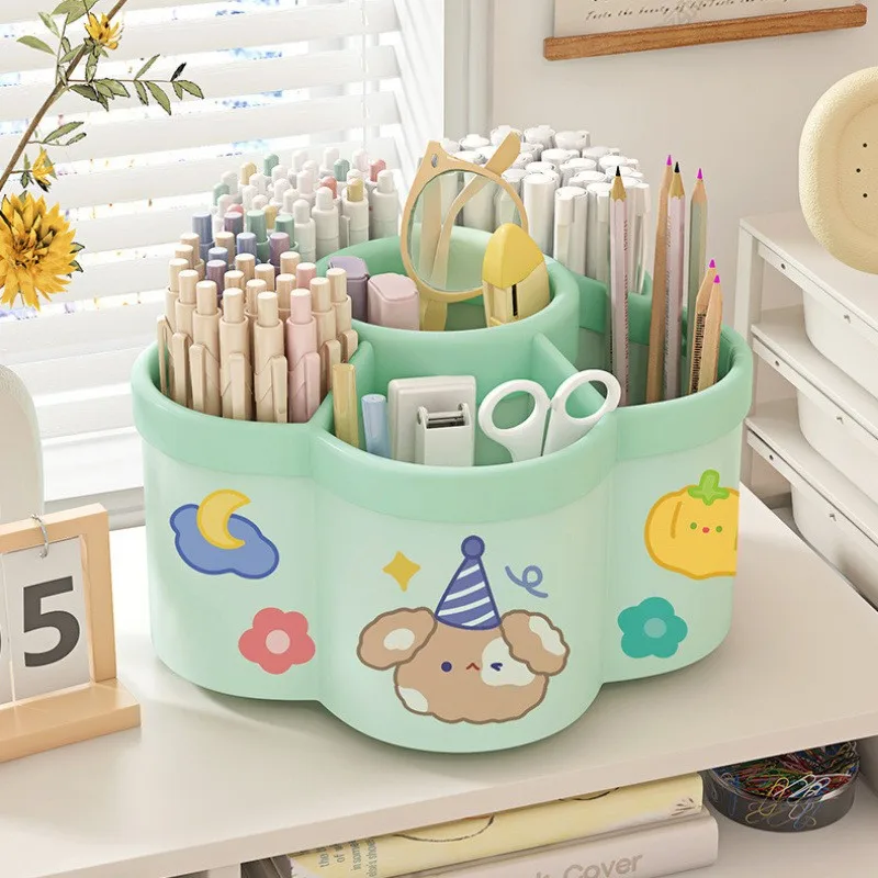 Lvjkes Portalápices Giratorio,Lapiceros Para Escritorio 11 Compartimentos,Gran Capacidad Mejorada Giratoria 360 °,Puede Acomodar Lápices,Bolígrafos De Colores,Varios Artículos De Papelería (Rosa
