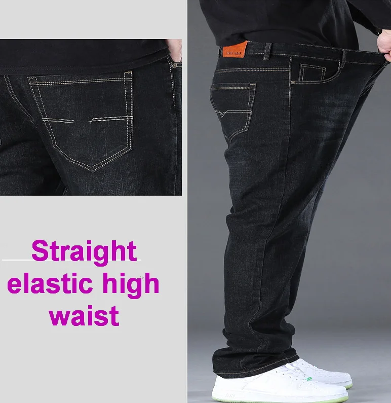 Men's Jeans Wide Leg  Jeans Men Straight Stretch High Waisted Denim Trousers Maximum Suitable Weight150 kgs