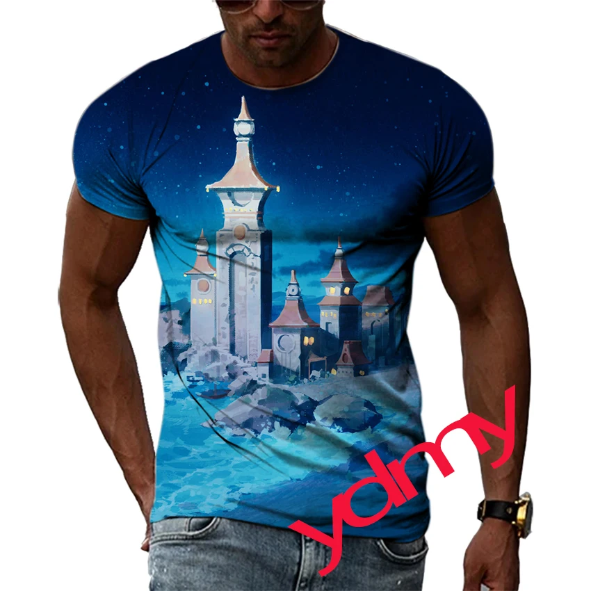

Tide Fashion Summe Game Scene Picture Men's T-shirt Casual Print Tees Hip Hop Personality Round Neck Short Sleev Quick-Dry Tops