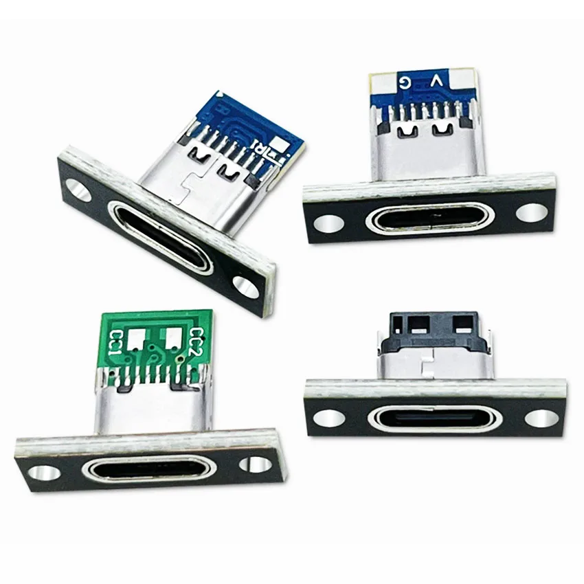 1/10pcs USB 3.1 Type C Socket With Screw fixing plate Type-C USB Jack 3.1 Type-C 2Pin 4Pin Female Connector Jack Charging Port