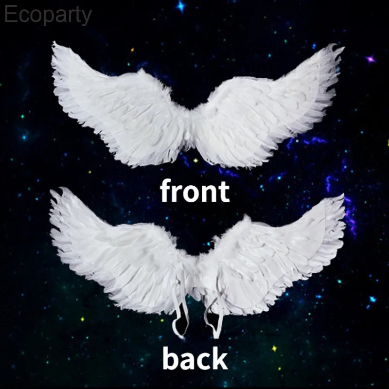 Anime Cosplay Angel Wings White Feather Devil Wings Swallow Shaped Kids Adult Performance Feather Bride Flower Child Dress