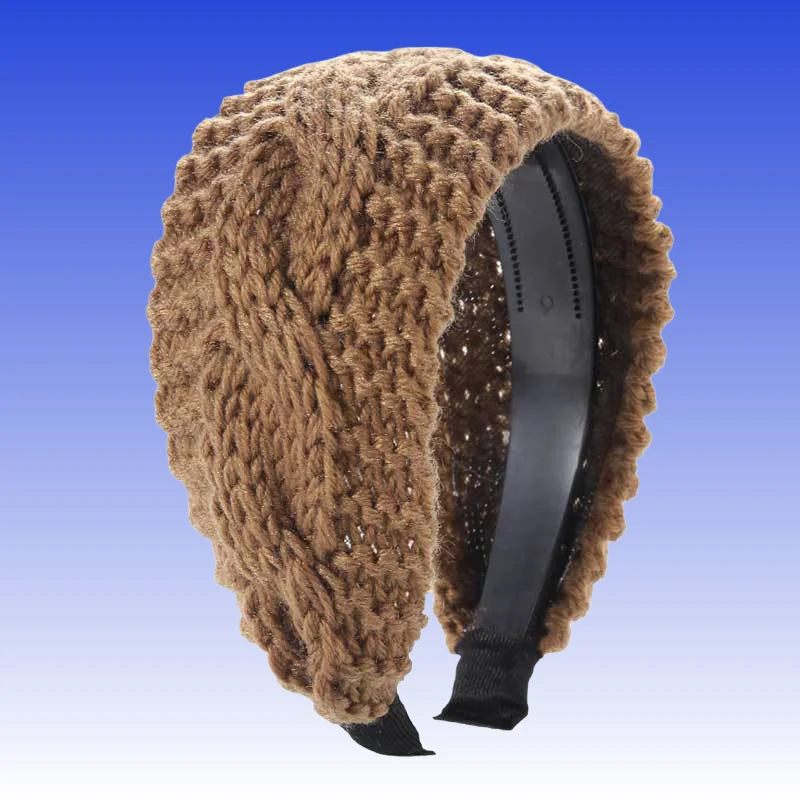 Warmes Stirnband mit breiter Krempe, Herbst- und Winter-Woll-Haarnadel, Skifahren, das weißes Haar bedeckt, gestrickte Haar-Accessoires, Diademas – Detail 3