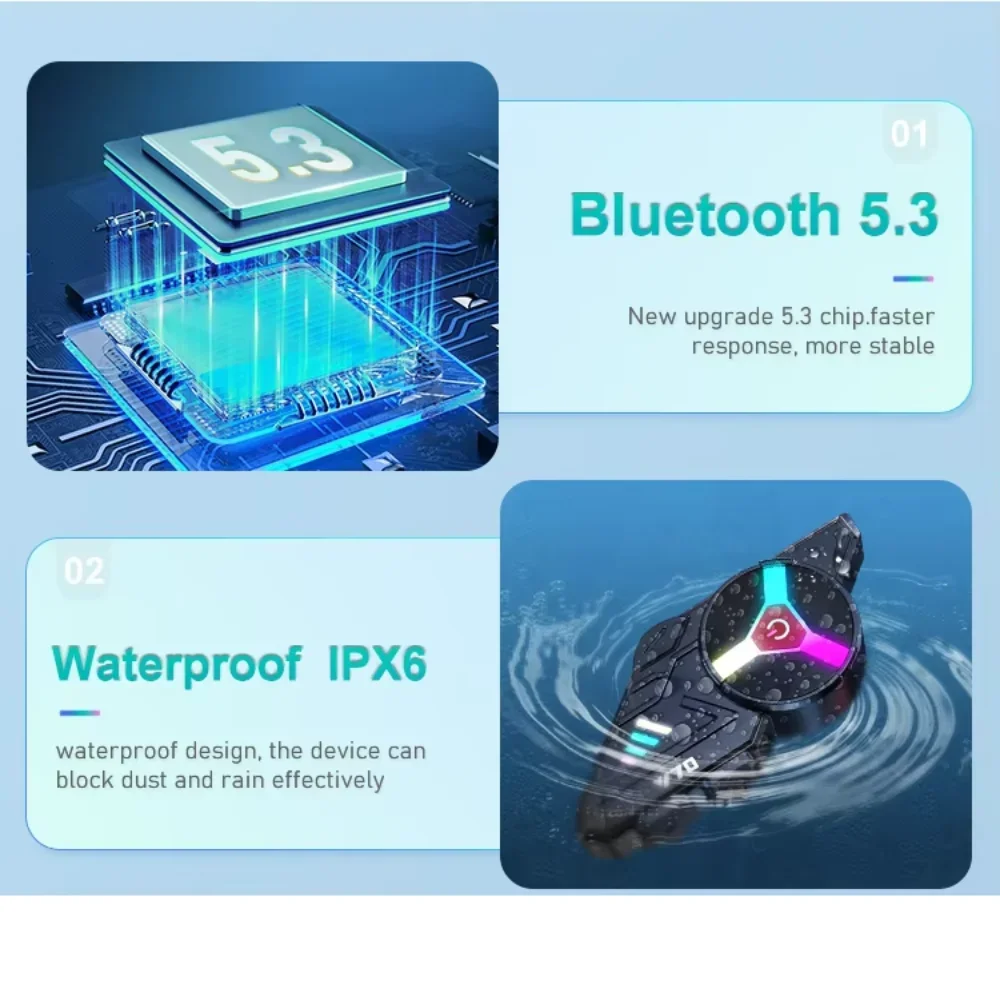 Y70 Motorcycle Bluetooth Helmet Headset IPX6 Waterproof