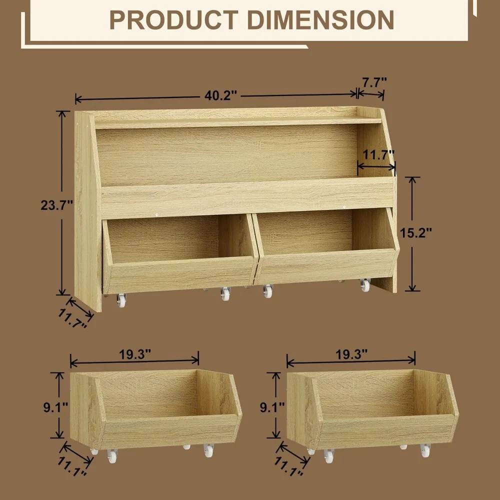 Toy Storage Organizer for Kids, Toy Storage Cabinet with Drawers, Boys and Girls Toy Shelf with Wheels,Organizer Kids Bookshelf 2
