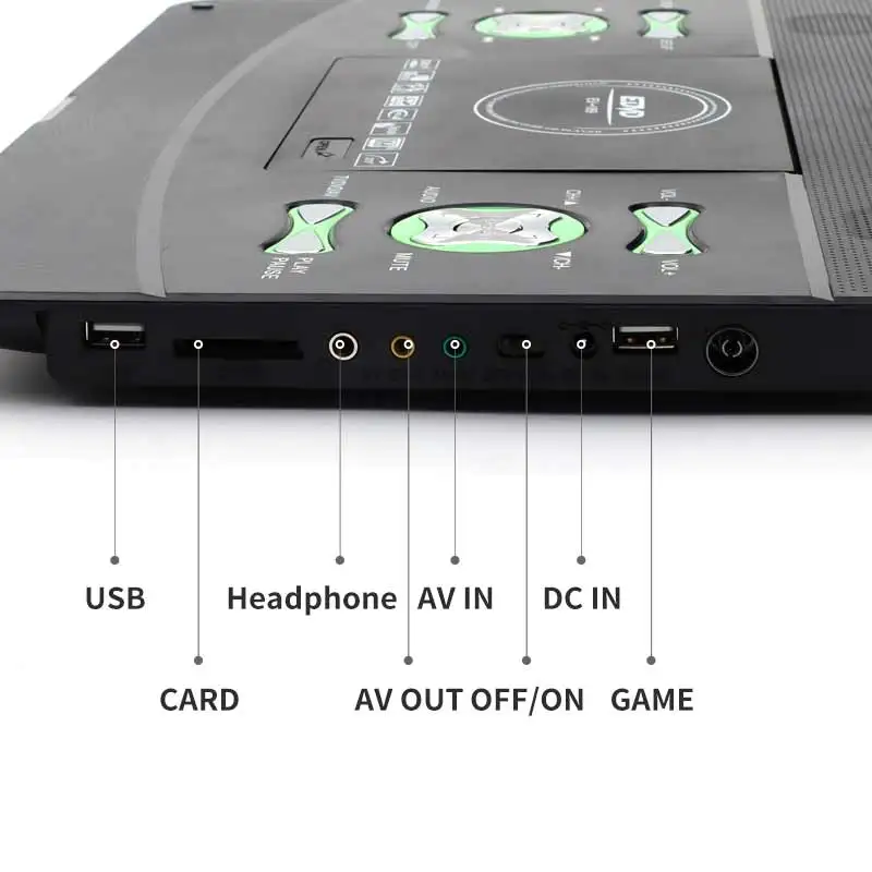18.9Portable DVD Player with 13.3 HD Swivel Screen, Support Multiple DVD CD Formats/USB/SD Card/Sync TV,Remote Control