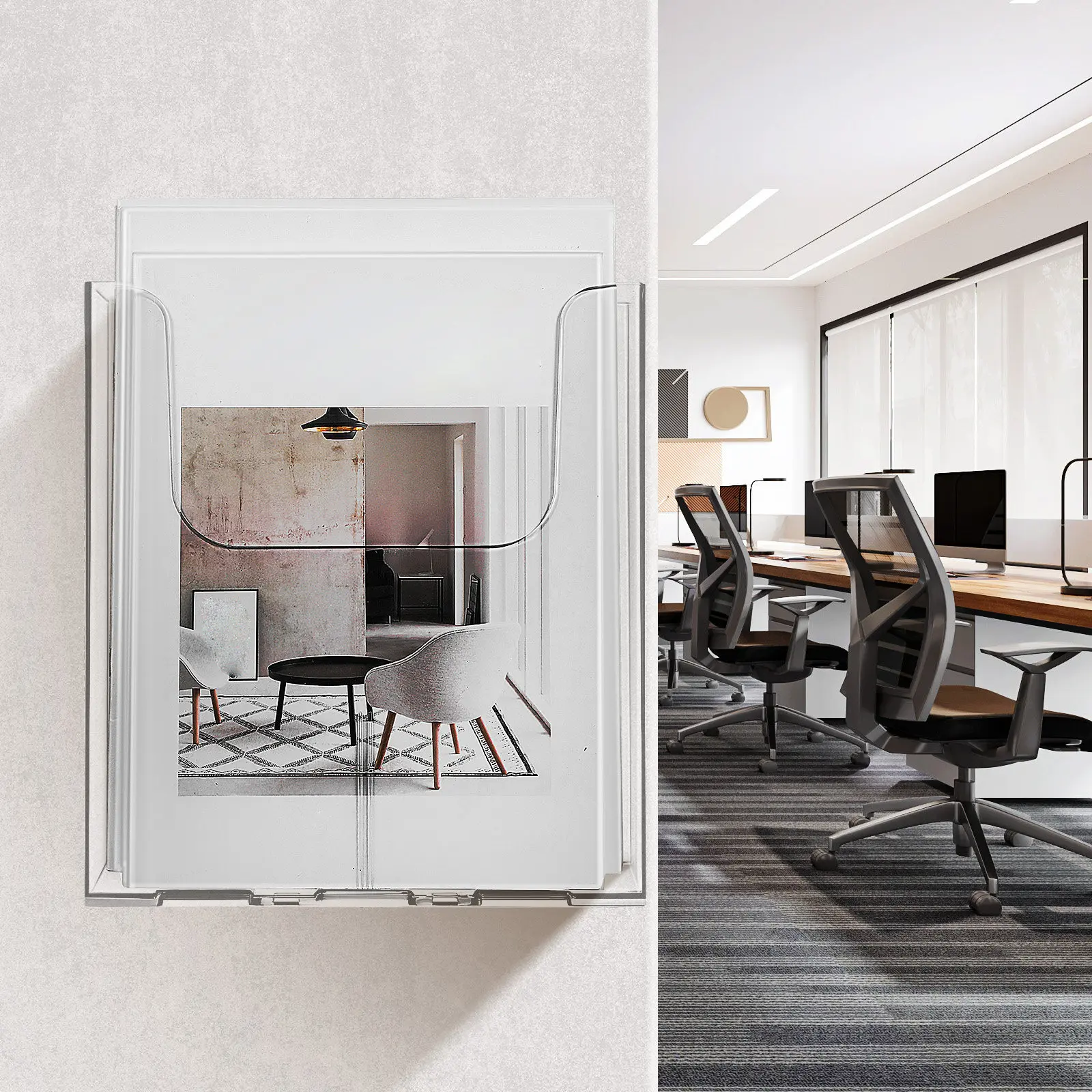 4Pcs 벽걸이형 아크릴 투명 브로셔 홀더 팜플렛 디스플레이 주최자 문서 파일 스탠드 사무실 학교 홈용