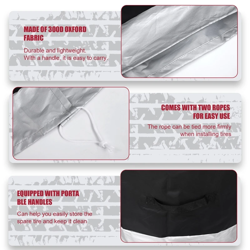 4Pcs Tire Cover Case Car Spare Tire Cover Storage Bags Carry Tote Polyester For Cars Wheel Protection Covers 4 Season