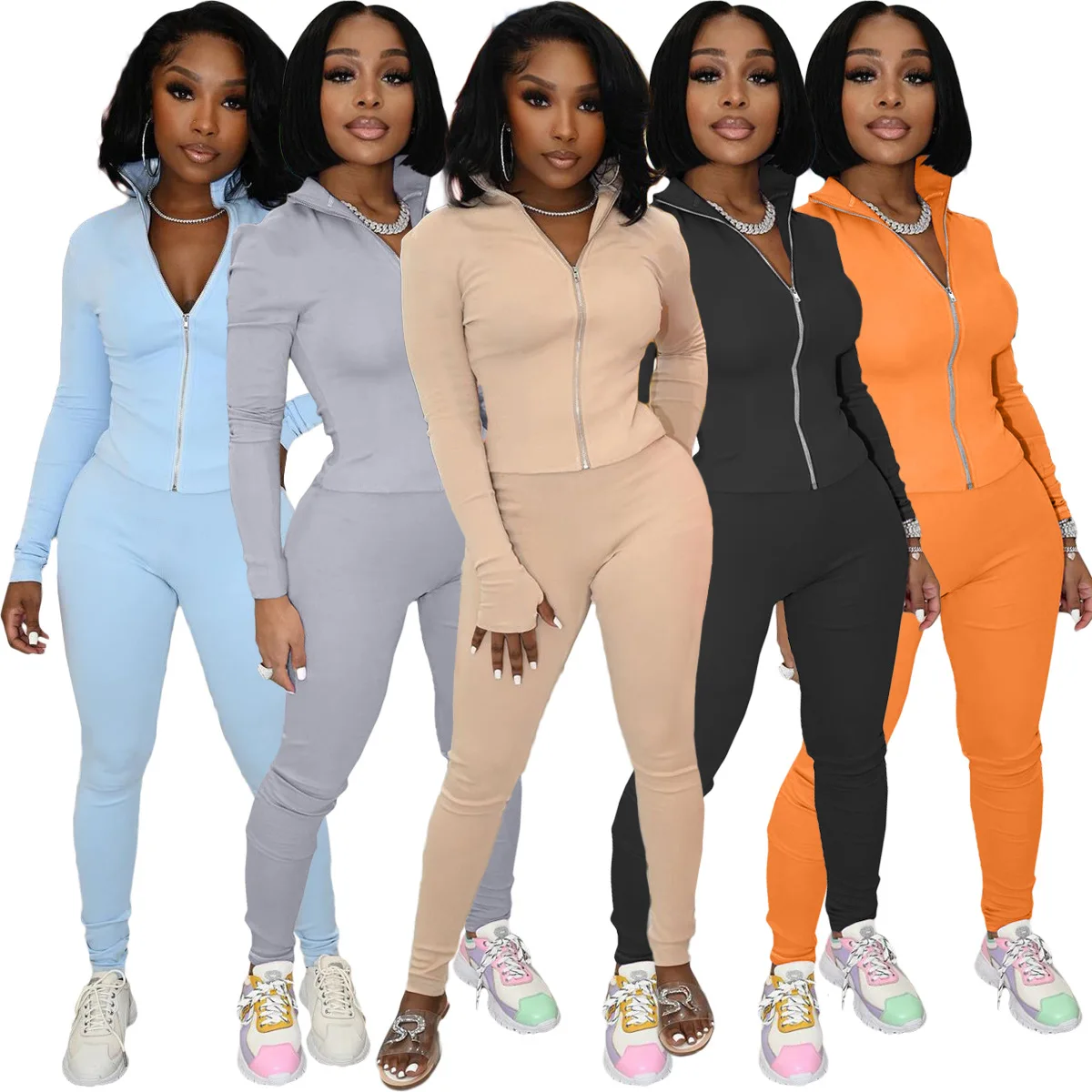 

Europe, America, autumn and winter women's winter new leisure fashion fingerstall sports suit two-piece women