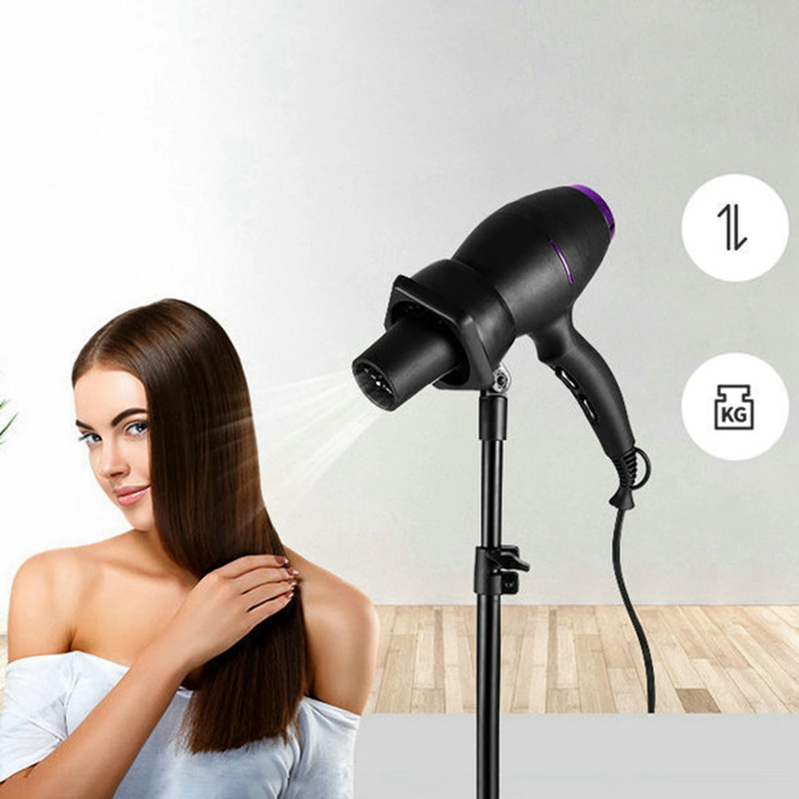 Hair Dryer Stand Holder hair dryer holder hair tool holder Adjustable Height Floor Standing Home Blow Hair Dryer Bracket Stand Rack for Pet Grooming Care Tool