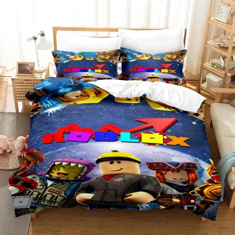 ROBLOX Game Surrounding Children's Anime Student Dormitory Bed Sheet Quilt Cover Three-piece Home Bed Three-piece Set Boys Girls 6