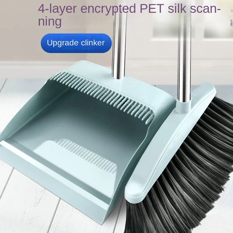 Indoor Garbage Scoop Brush Dust Clean SET Long Handle Floor Squeegee Brooms Dustpans Set Broom