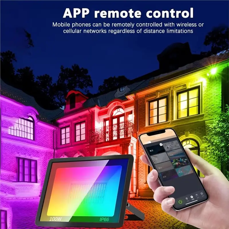 정원 파티 야외 조명용 N96R TUYA Wifi 100W RGB 투광등 스마트 블루투스 앱 음성 제어