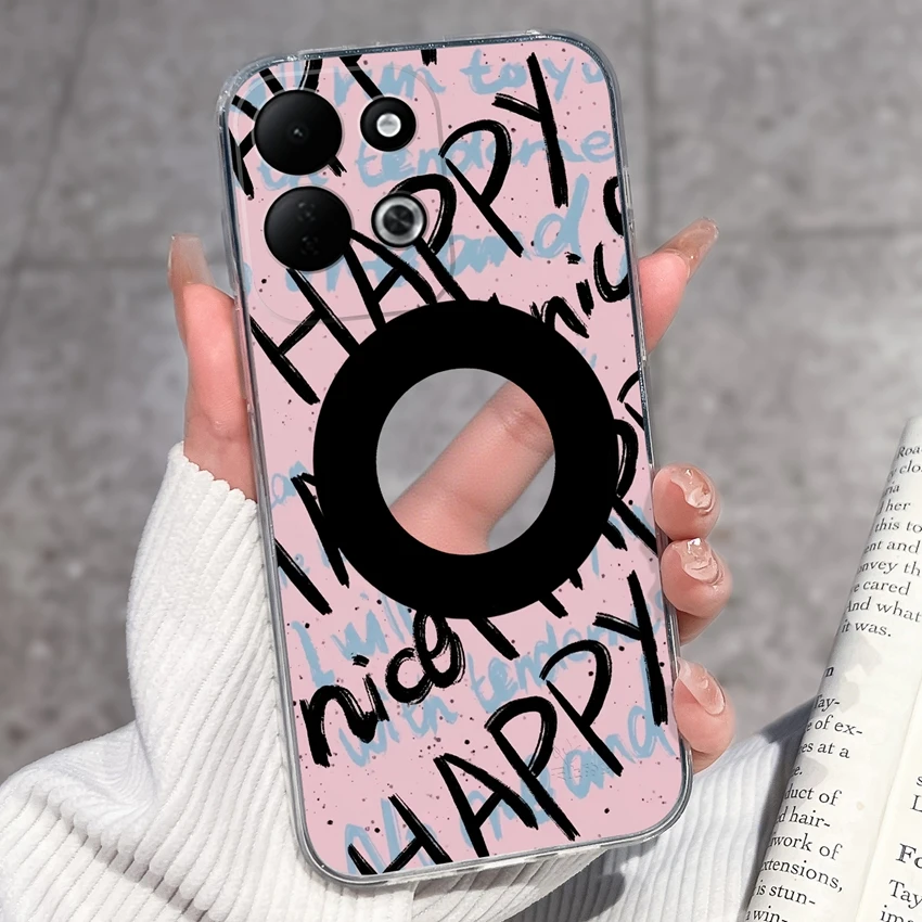 Sleeping Beauty Pattern Black Clear TPU Shockproof Phone Case - Lightweight Shell