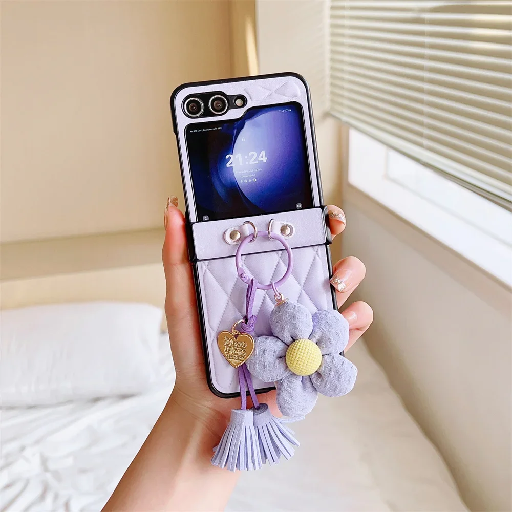 Floral Leather Shockproof Phone Case - Protective Cover with Flower Ring Design