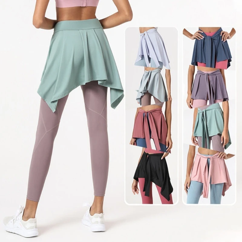 

Sports Yoga Skirt Anti-Exposure One-Piece Strap Cover Up Hip Scarf Ballet Dance Workout Tennis Short Skirts for Women