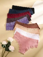 5 pièces/ensemble femmes coton culottes dentelle florale sous-vêtements intimes à la mode Patchwork dentelle slips femme doux caleçons Lingerie S-XL 2