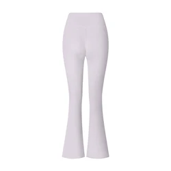 Women's High Waist Flared Yoga Pants - Tummy Control Wide Leg Fitness Leggings - M (Beech white)