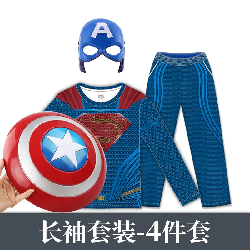 thumbnail image 1 of Camiseta de cosplay de Marvel Steve Rogers, cuello redondo, estilo primavera y otoño, pantalones de manga larga, disfraz de Halloween para niños, Capitán América, 1 of 5