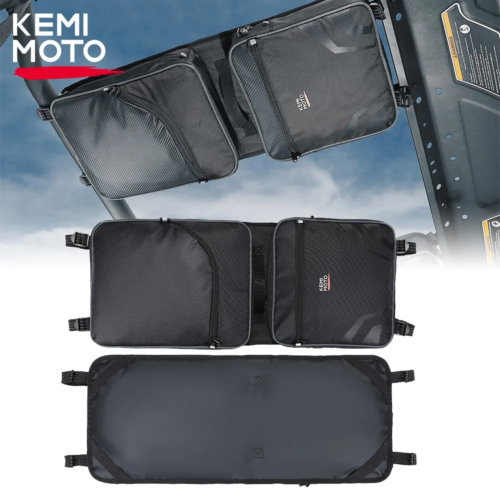 

KEMIMOTO Overhead Roof Storage Bag 1680D PVC Water-Resistant Rooftop Bag Black UTV for Can-Am Defender Max HD 5 7 8 9 10 2016+