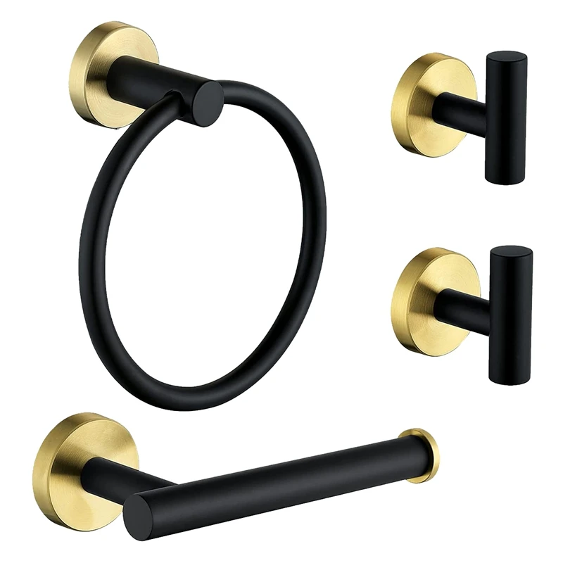 

Набор аксессуаров для ванной комнаты из нержавеющей стали, 4 шт., кольцо для полотенец, держатель для туалетной бумаги, крючки для полотенец, набор аксессуаров для ванной комнаты