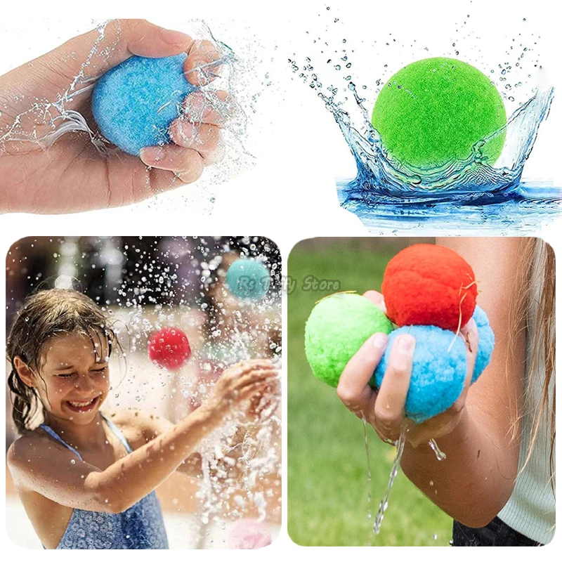 Reusable Waterballoon Cotton Absorbent Ball Outdoor Toy for Kids Pool Beach Bomb Balls Summer Water Battle Anti Stress Game Gift