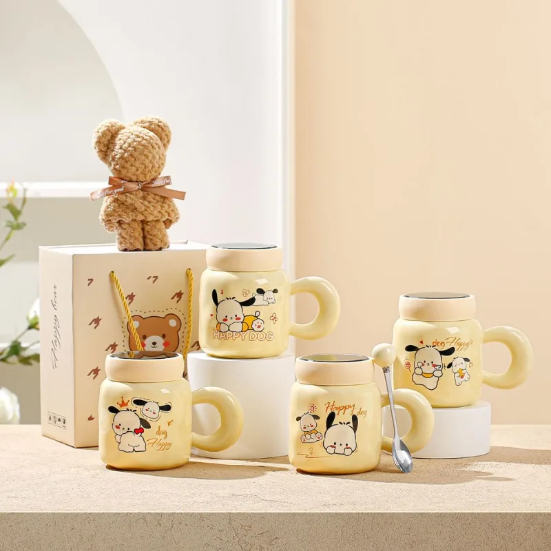 

Sanrio Pachacco Kawaii Cartoon Coffee Mug Ceramic Breakfast Milk Mug Spoon Set Cute Mug Cute New Anime Couples Holiday Gift Set