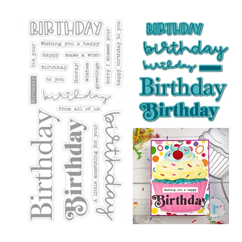 Birthday Sentiment Words Metal Cutting Dies New 2022 Scrapbooking For