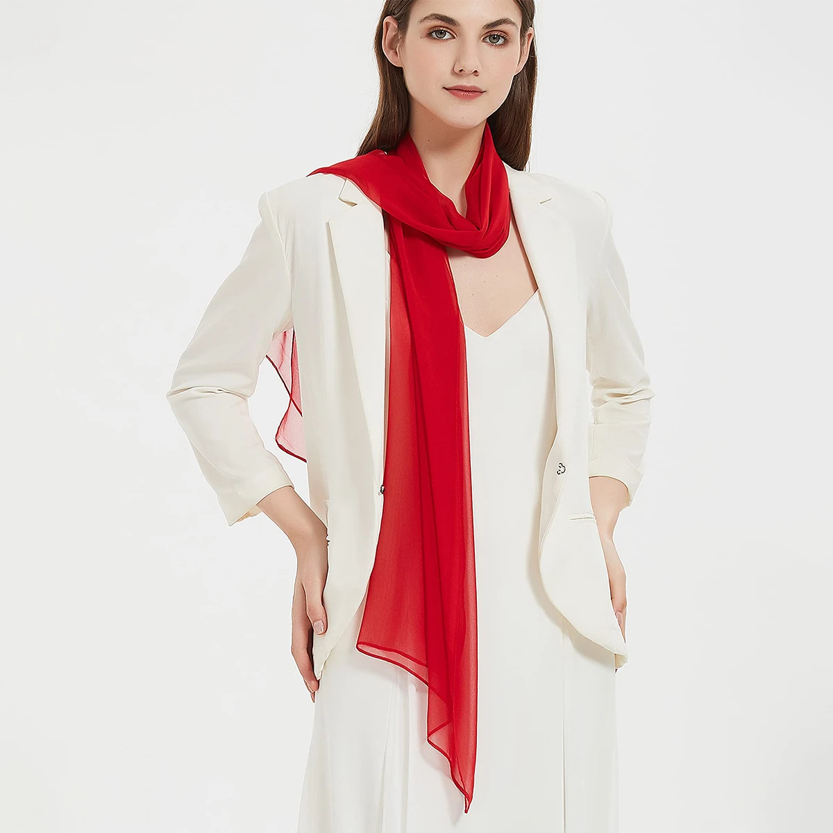 Sciarpe Quadrate Donna In Chiffon - Confezione Da 2 Sciarpine Eleganti Per Tutti I Giorni, Ufficio E Viaggi - Foto 11