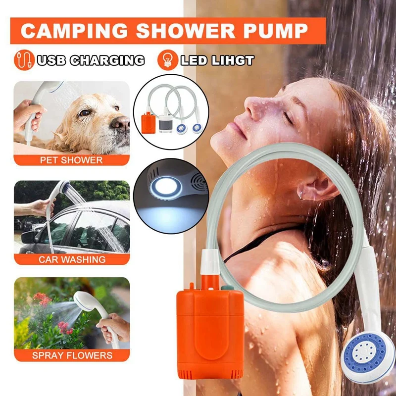 

New USB Rechargeable Portable Car Washer Camping Shower Set Car Shower Washer Pump For Outdoor Camping