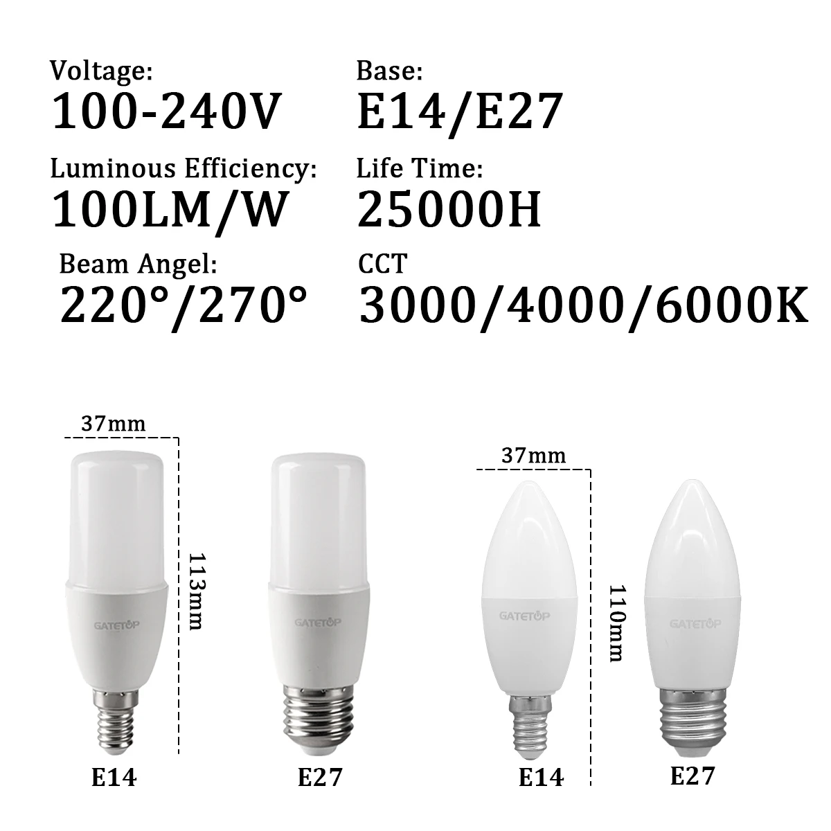 2-8pcs 220V 9W LED Candle Bulb E14/E27 Base C37 T37 - 4000K Daylight Natural Light4000K Sb9b44c8334904afaa536147e5e13315cC