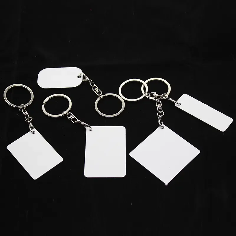 

Free Ship 20pcs/lot Two Sides Printed Sublimation Aluminum Keychains Hot Transfer Printing Blank DIY Custom Consumables Keyring